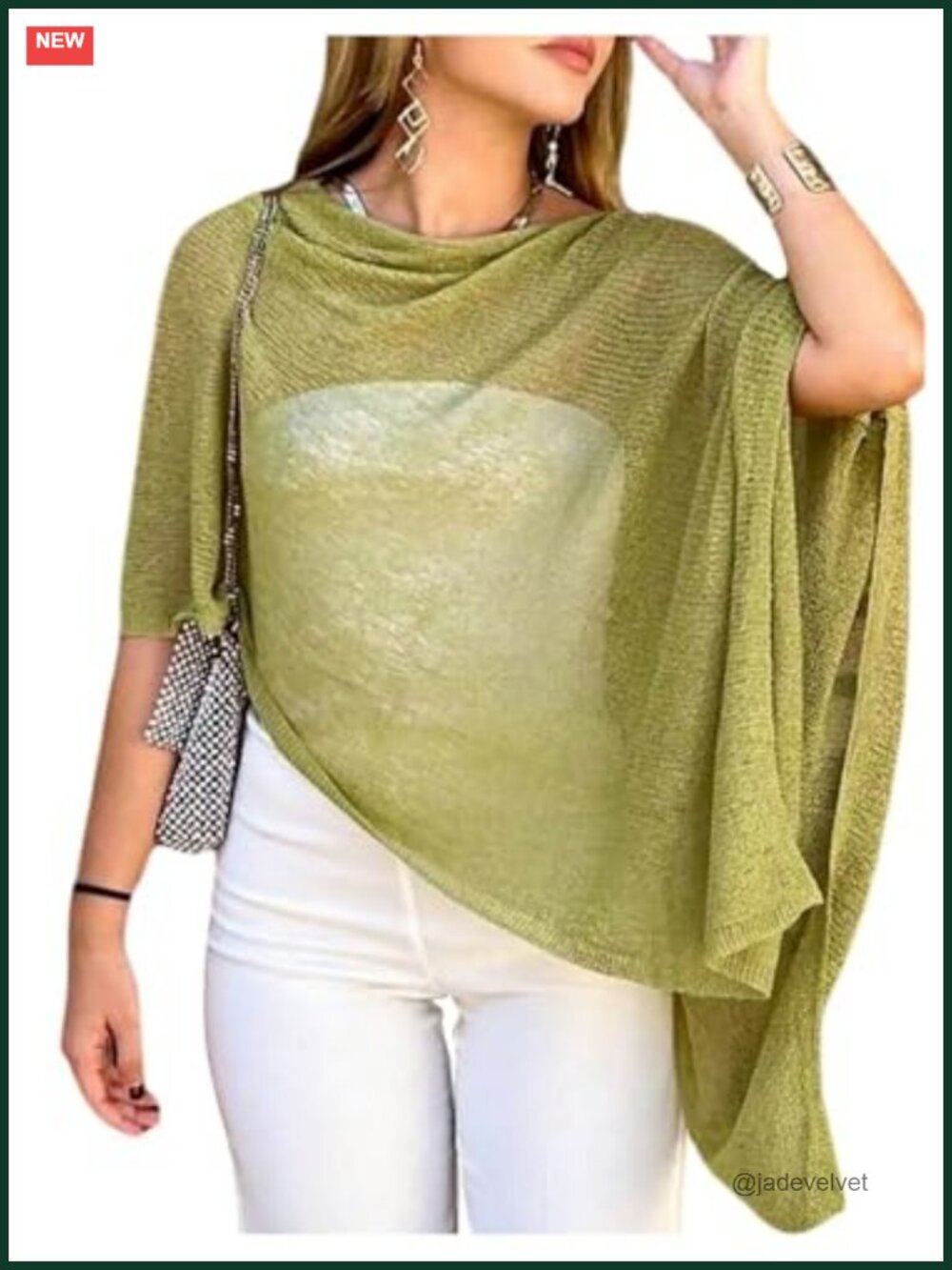 Sheer Knit Poncho Shrug Off Shoulder Lightweight Plus Size Top